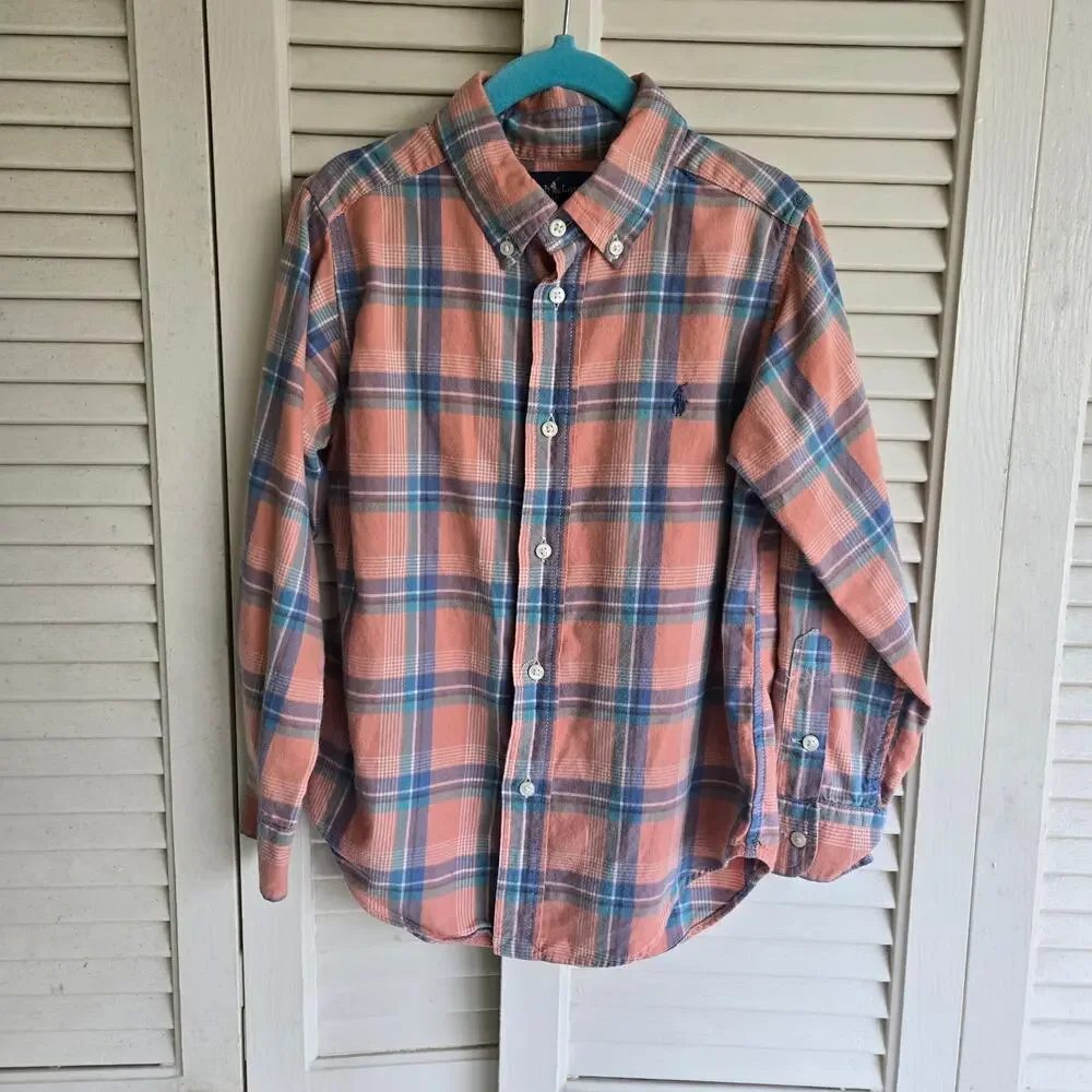 Ralph Lauren Boys Long Sleeve Button Down Shirt Size 5